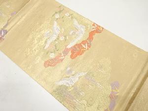 アンティーク　雲取りに桜・鴛鴦模様織り出し袋帯（材料）